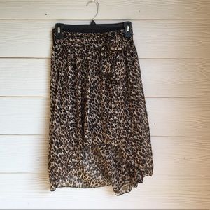 Animal printed chiffon high low skirt